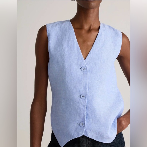 Quince 100% Linen Vest Top Button Front Tailored NWT Size Small - Picture 4 of 7